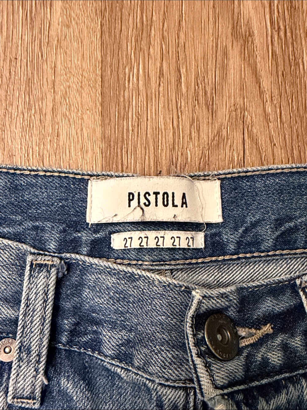 Pistola Star Embroidered Straight Leg Jeans 27 Blue Denim High Rise Grover - Picture 2 of 6